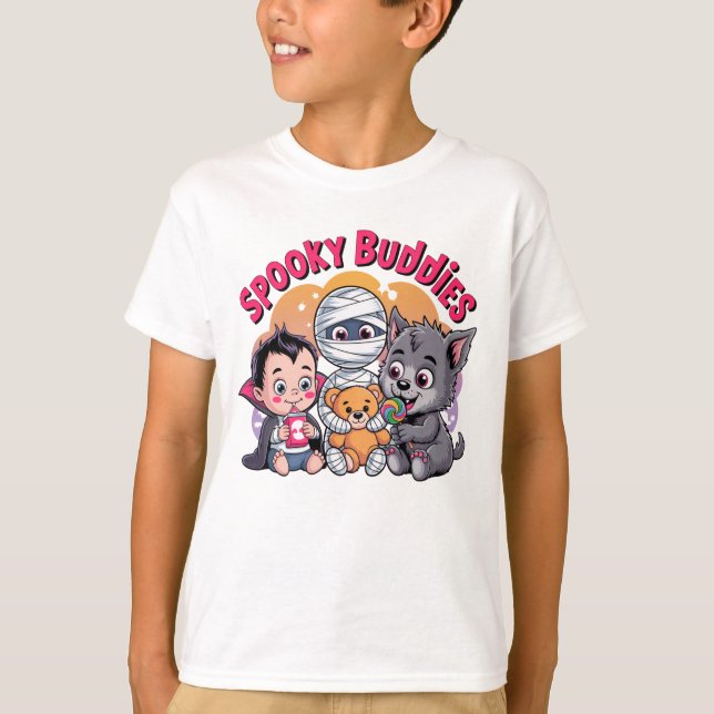 Camiseta Spooky Buddies Halloween Kids Tee" (Anverso)