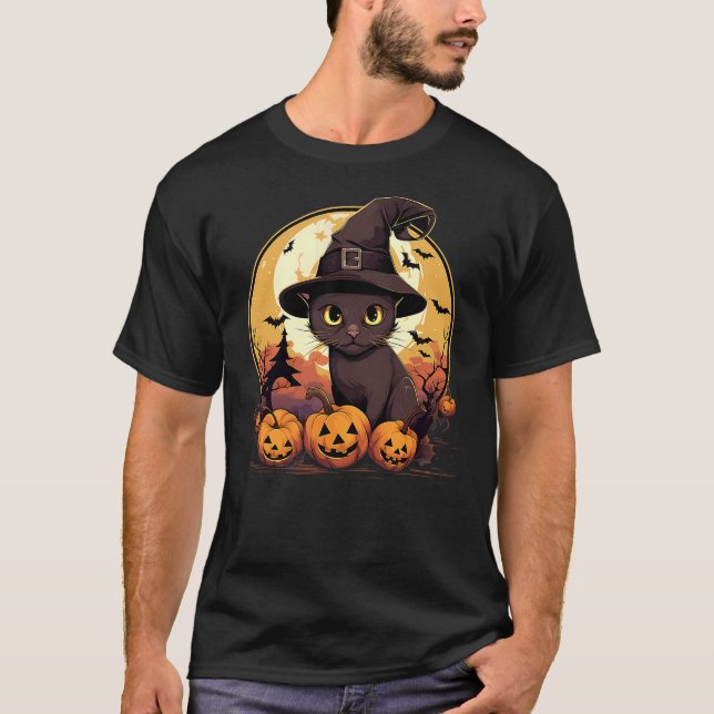 Camiseta Spooky Burmese Cat Witch Halloween (Anverso)
