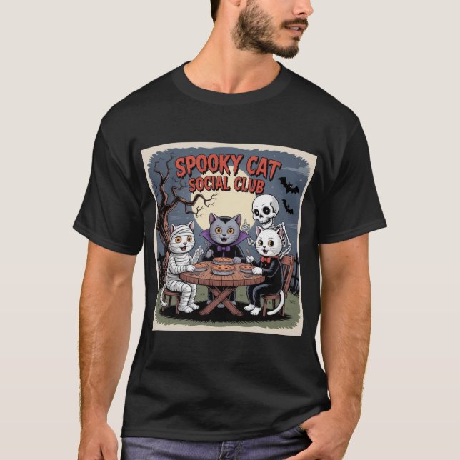 Camiseta Spooky Cat Social Club: Halloween Pie Party (Anverso)