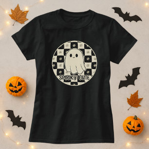 Camiseta Spooky Cute Ghost Checkerboard