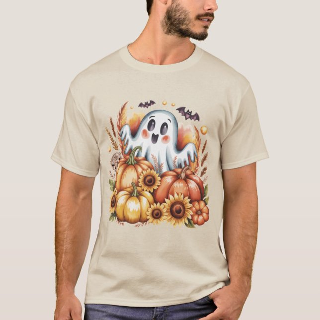 Camiseta Spooky Cute Ghostly Harvest Halloween otoño (Anverso)
