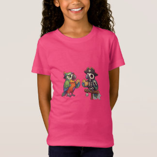 Camiseta Spooky Cute Pirate Skeleton Parrots Halloween 