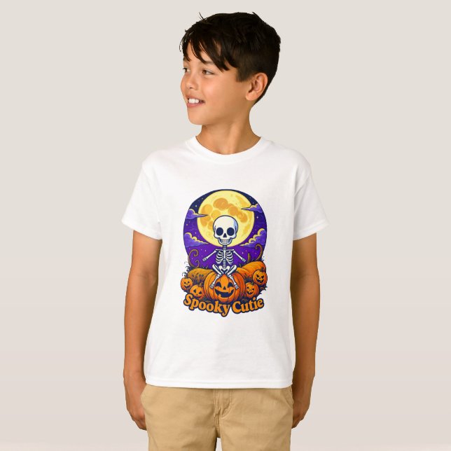 Camiseta Spooky Cutie Skeleton Kids Halloween Tee (Anverso completo)