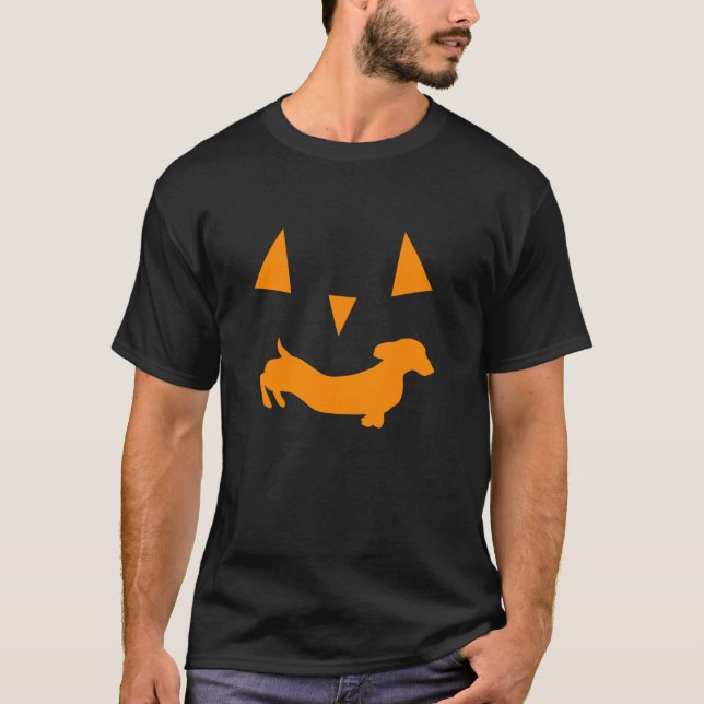Camiseta Spooky Dachshund Pumpkin Jack o Lantern Halloween (Anverso)