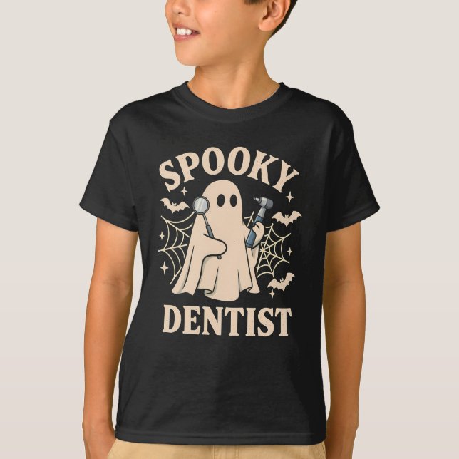 Camiseta Spooky Dentist Costume Halloween Ghost Dental  (Anverso)