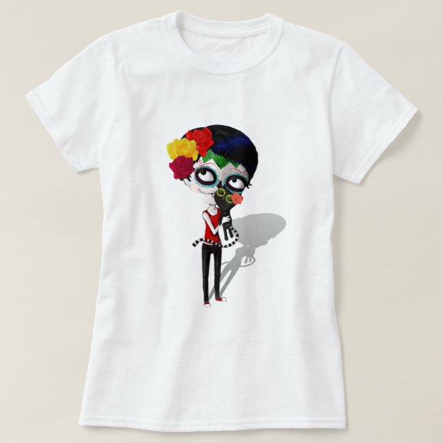 Camiseta Spooky Dia de Los Muertos Girl (Diseño del anverso)