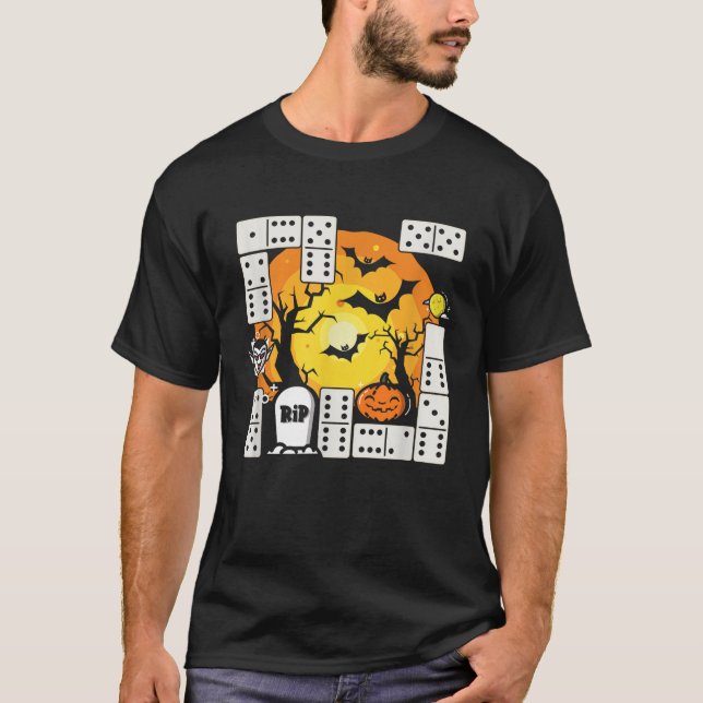 Camiseta Spooky Dominoes Jugador Domino Juega juego de mesa (Anverso)