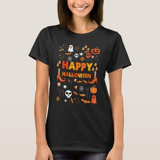 Camiseta Spooky Doodles Halloween Costume Autumn Pumpkin Ch (Anverso)