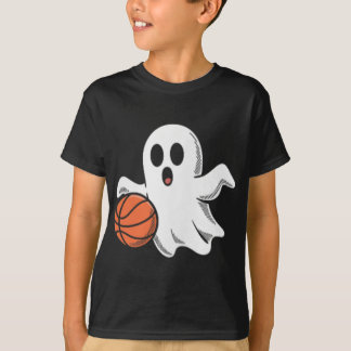Camiseta Spooky Ghost Playing Basketball Retro Halloween Co