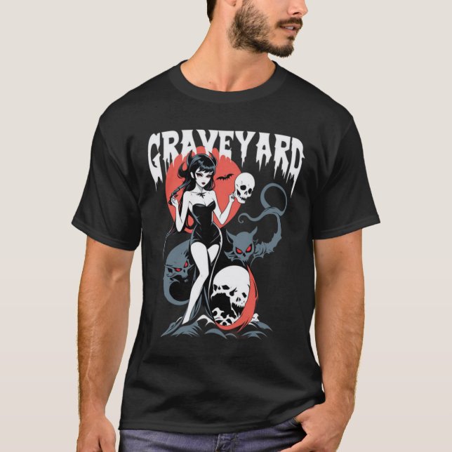 Camiseta Spooky Graveyard Chica (Anverso)