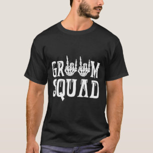 Camiseta Spooky Groom Squad Boda gótico Halloween Bachel