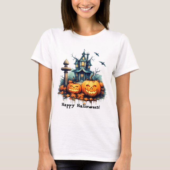 Camiseta Spooky Halloween Castle T Shirt (Anverso)