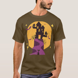 Camiseta Spooky Haunted House MidCentury Modern Cats for Ha