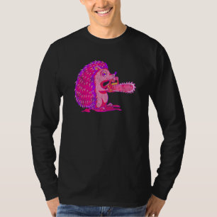 Camiseta Spooky Hedgehog Vaporwave Creepy Animal Chainsaw H