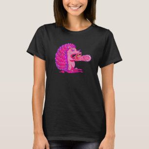Camiseta Spooky Hedgehog Vaporwave Creepy Animal Chainsaw H