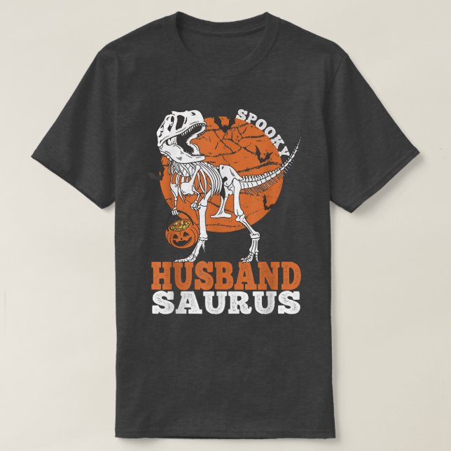 Camiseta Spooky Husband Saurus Dinosaur Skeleton T rex Pump (Diseño del anverso)