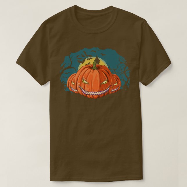 Camiseta Spooky Jack O Lantern Flying Bats Halloween Costum (Diseño del anverso)