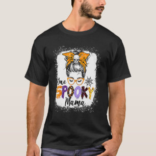 Camiseta Spooky Mama Halloween Messy Bun Skull Halloween M