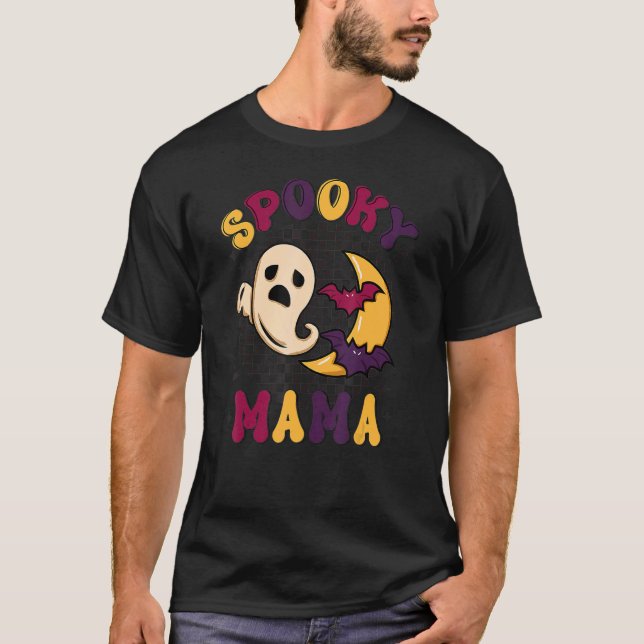 Camiseta Spooky Mama Halloween Retro Groovy Ghost Group Cos (Anverso)