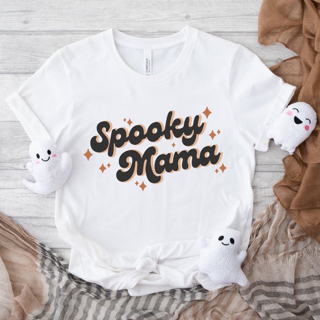 Camiseta Spooky Mama Halloween Retro Text Design (Subido por el creador)