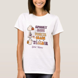 Camiseta Spooky Mode 4º Grado Profesor Halloween lindo blan