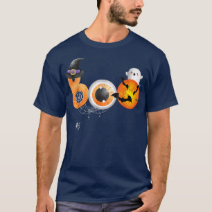 Camiseta Spooky Moon Halloween Boo Spider Web Bat Witch