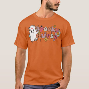Camiseta Spooky Nurse Halloween Cute Boo Nurse Costume Retr