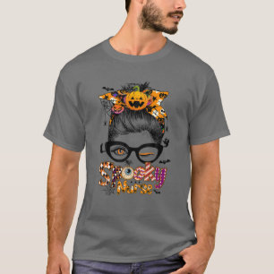 Camiseta Spooky Nurse Messy Bun Nurse Life CNA RN Halloween