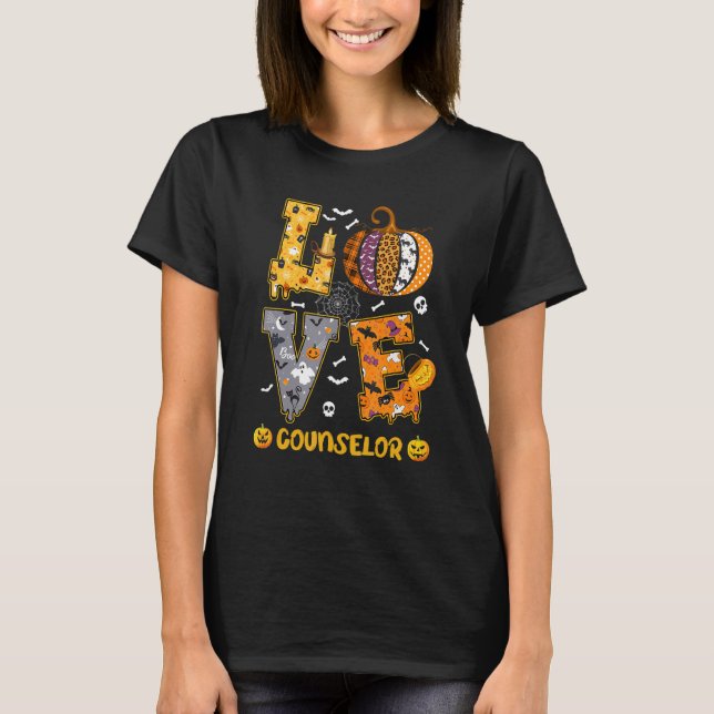 Camiseta Spooky Pumpkin Love Halloween Counselor Teacher St (Anverso)
