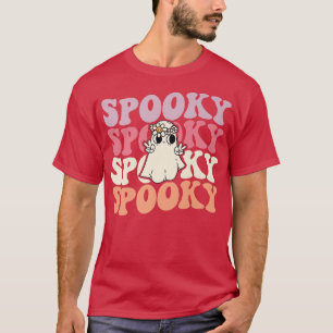 Camiseta Spooky Retro Groovy Floral Ghost Halloween Costume