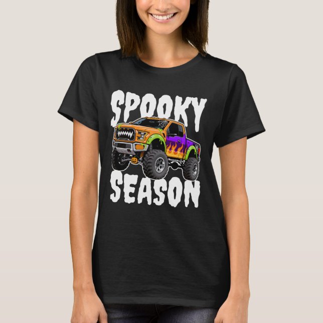 Camiseta Spooky Season Halloween Monster Giant Truck (Anverso)