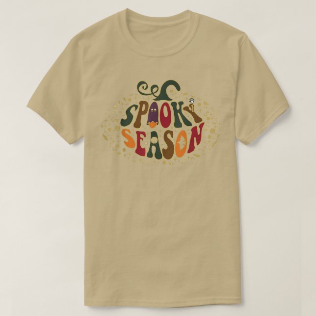 Camiseta Spooky Season Halloween pumpkin shaped typography  (Diseño del anverso)