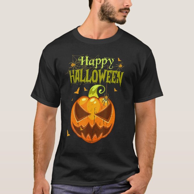 Camiseta Spooky Season Retro Pumpkin Happy Halloween 1 (Anverso)