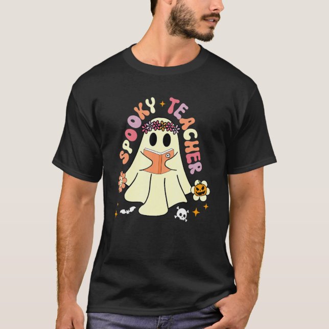 Camiseta Spooky Season Retro Spooky Teacher Halloween Costu (Anverso)