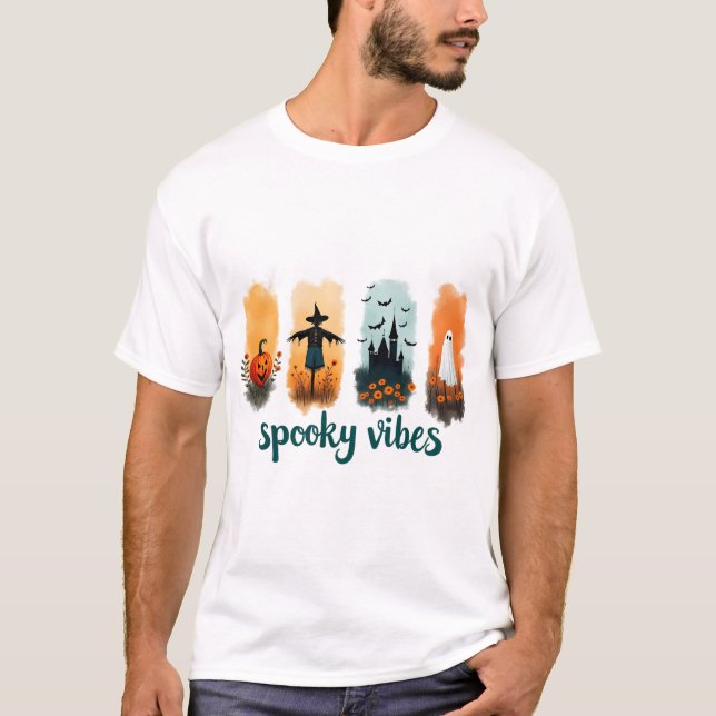 Camiseta Spooky Season, Vintage Halloween Ghost (Anverso)