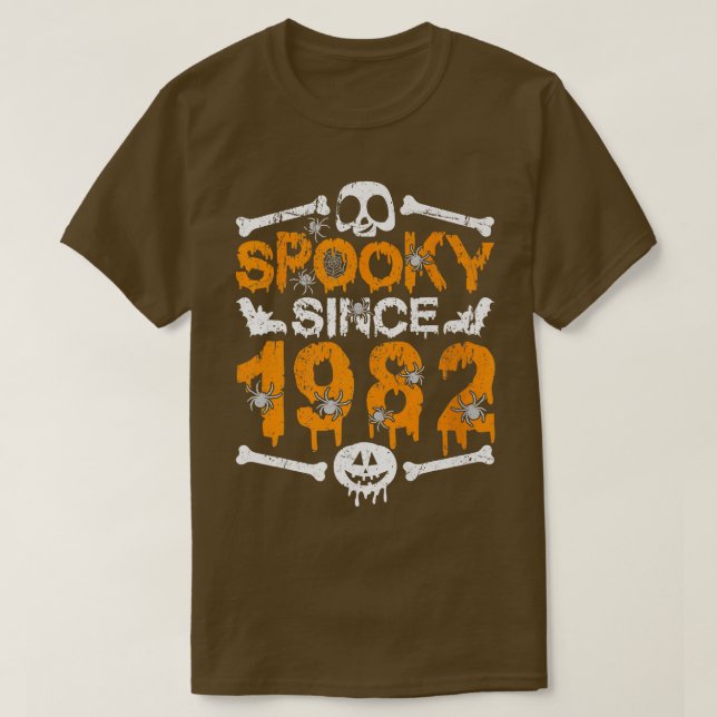 Camiseta Spooky Since 1982 Scary Skeleton 40th Birthday Hal (Diseño del anverso)
