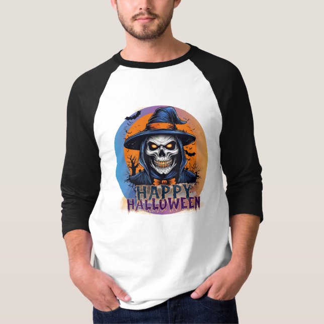 Camiseta Spooky Skull Witch Halloween Art-88888 (Anverso)