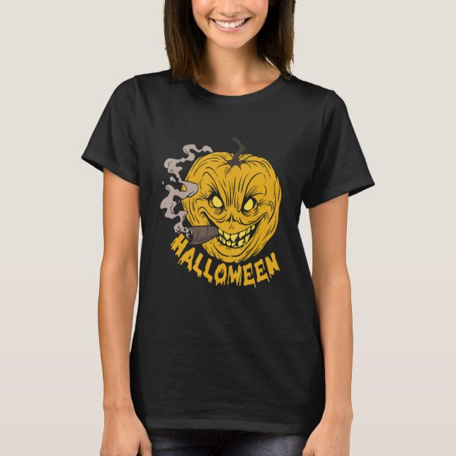 Camiseta Spooky Smoker Pumpkin Smoking Pumpkin Halloween Co (Anverso)