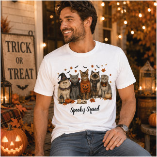 Camiseta Spooky Squad Halloween Cats Illustration