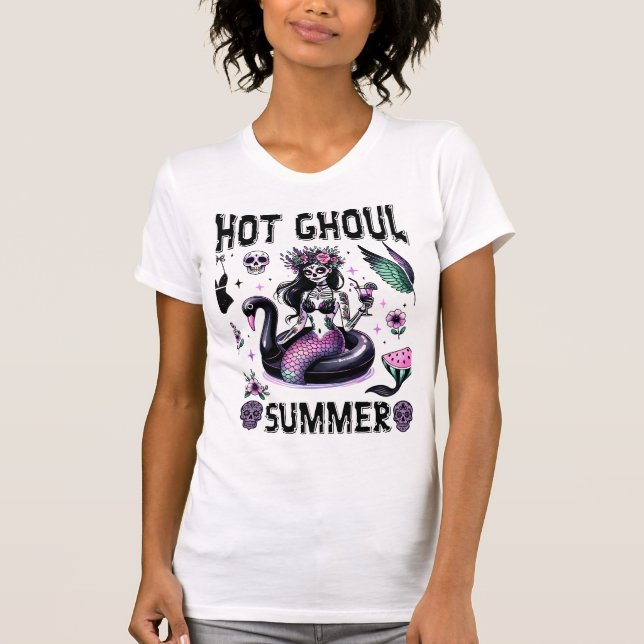 Camiseta Spooky Summer Pastel Goth Sugar Skull Mermaid (Anverso)