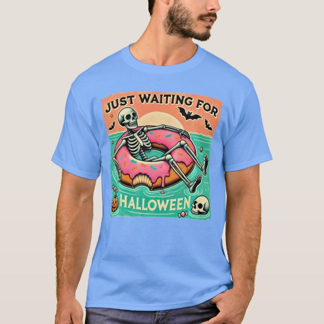 Camiseta Spooky Summerween Skeleton Just Waiting for Hallow (Anverso)