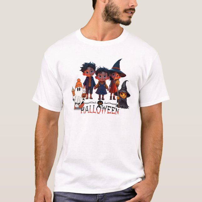 Camiseta Spooky Sweet Halloween Friends - Adorable Cartoon  (Anverso)