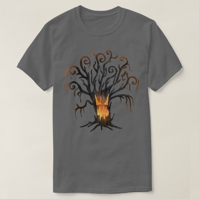 Camiseta spooky tree haunted forest funny Halloween  (Diseño del anverso)