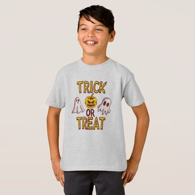 Camiseta Spooky Trick or Treat Halloween - ghosts & pumpkin (Anverso completo)