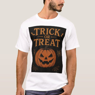 Camiseta Spooky “Trick or Treat” Halloween Pumpkin Design 