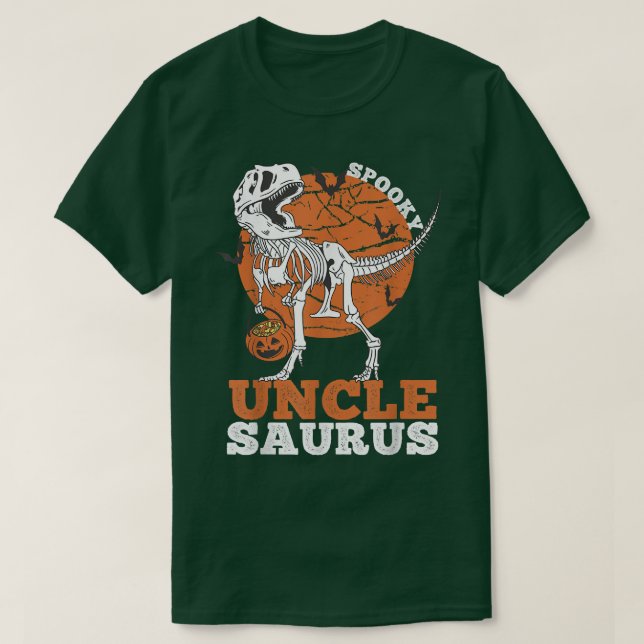 Camiseta Spooky Uncle Saurus Dinosaur Skeleton T rex Pumpki (Diseño del anverso)