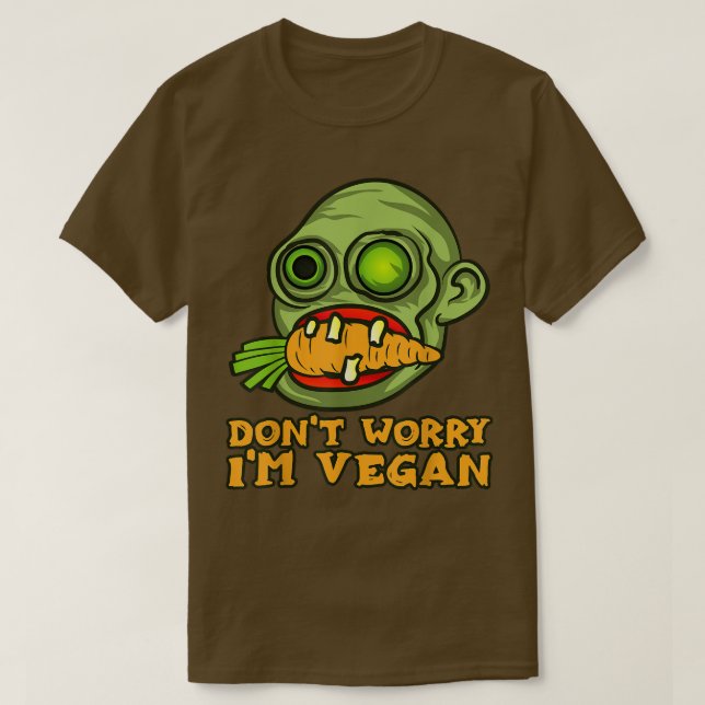 Camiseta Spooky Vegan Zombie Comiendo arrojo (Diseño del anverso)