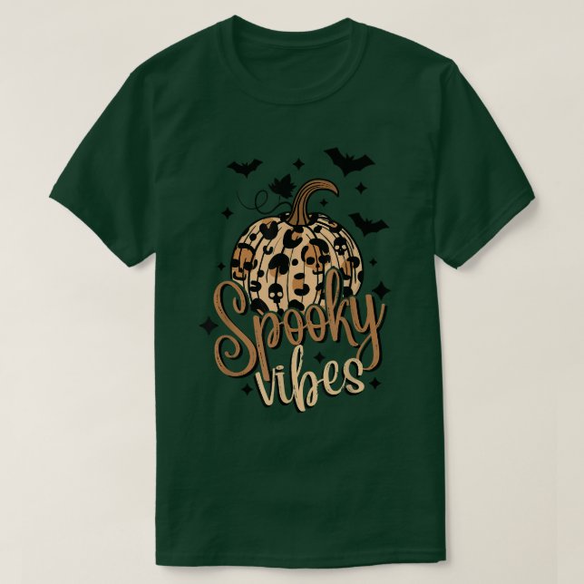 Camiseta Spooky Vibes Boho Halloween Pumpkin Leopard Witche (Diseño del anverso)