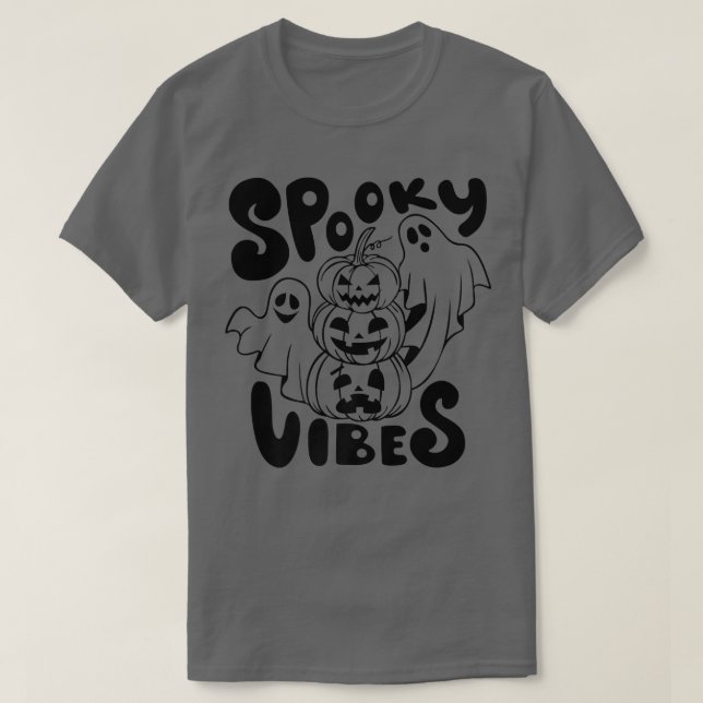 Camiseta Spooky Vibes Ghost Scary Pumpkin Face Funny Hallow (Diseño del anverso)