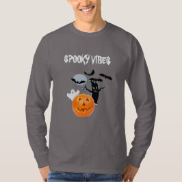Camiseta Spooky Vibes Halloween con fantasma blanco y texto